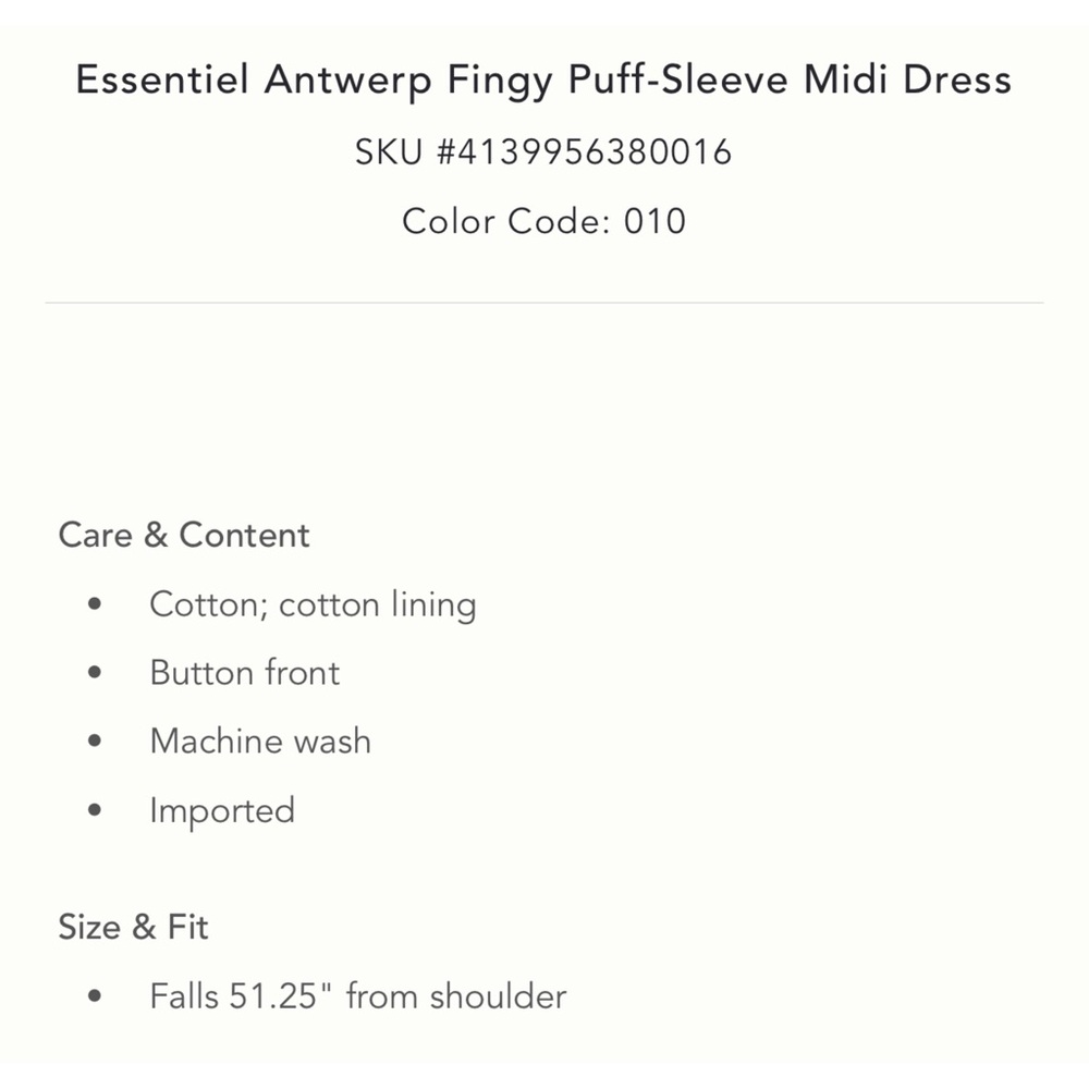 Anthropologie Essentiel Antwerp Fingy Puff-Sleeve Midi Dress - Picture 5 of 9